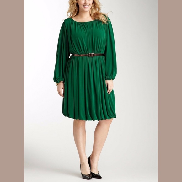 NWD Ellen Tracy Cold Shoulder Long Sleeve‎ Pleated Trim Dress [SZ 20W ] - Picture 1 of 8